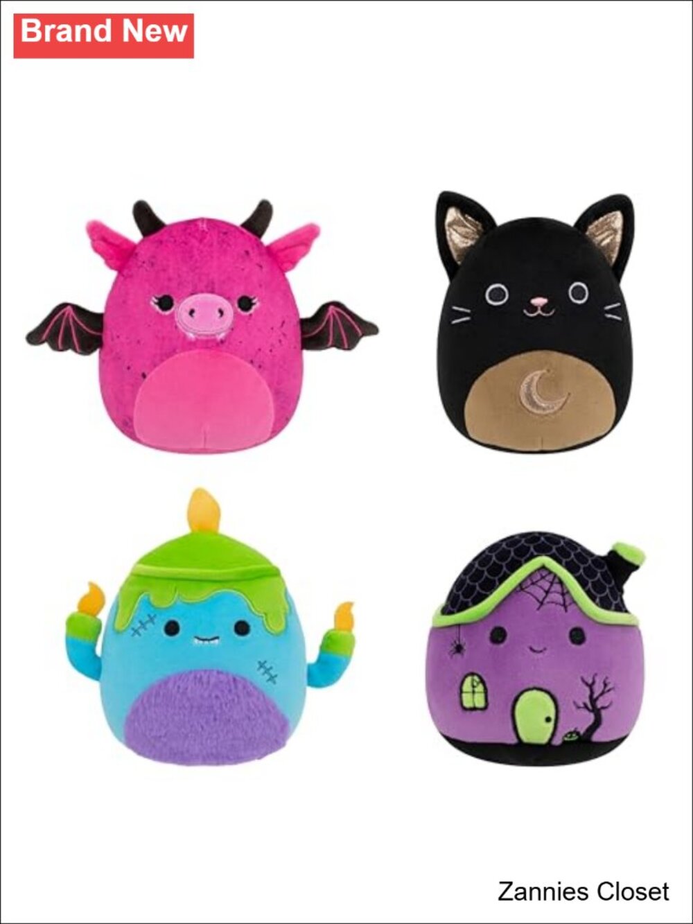 👻 Squishmallows Halloween 4-Pack 5in Plush Bianca Valentino Monk Yvonne Set